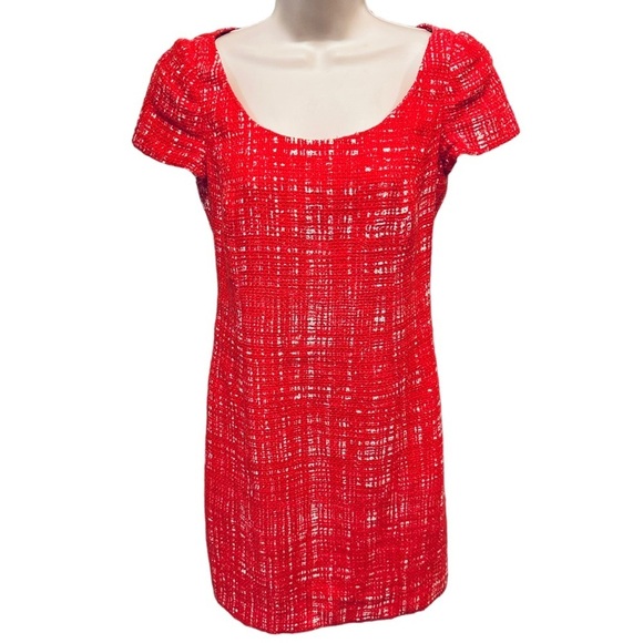 PRADA Tweed Jackie Red Dress Knee Length size 40 Short Sleeve - Picture 12 of 14